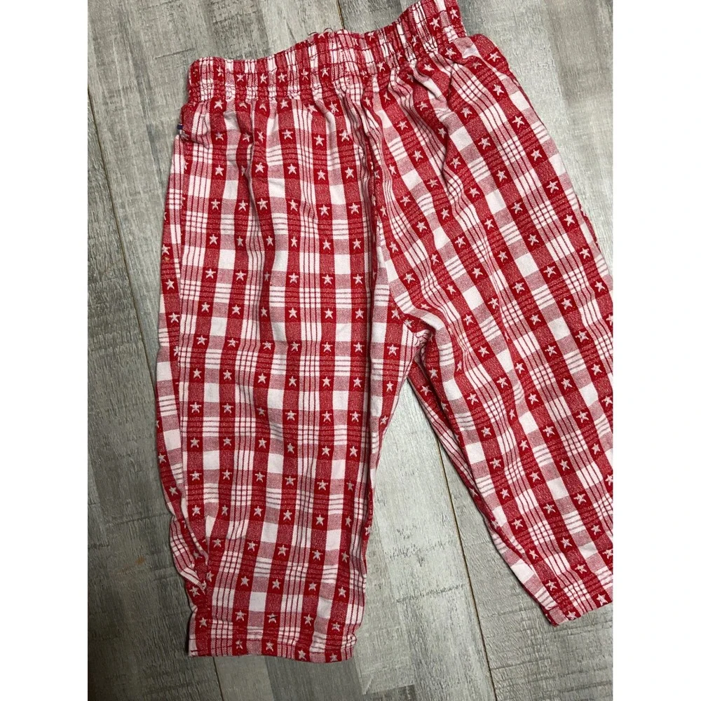Vintage OshKosh Bgosh Red White Plaid Star Print Elastic Waist Pants Toddler 18M